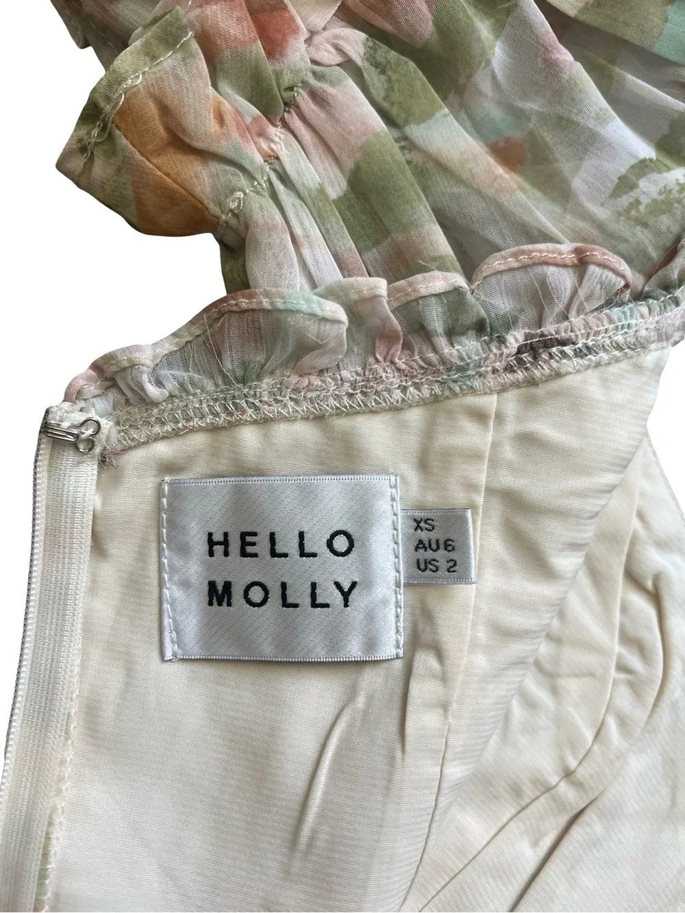 Hello Molly Flutters In My Belly Floral Ruffle Cutout Mini Dress Green